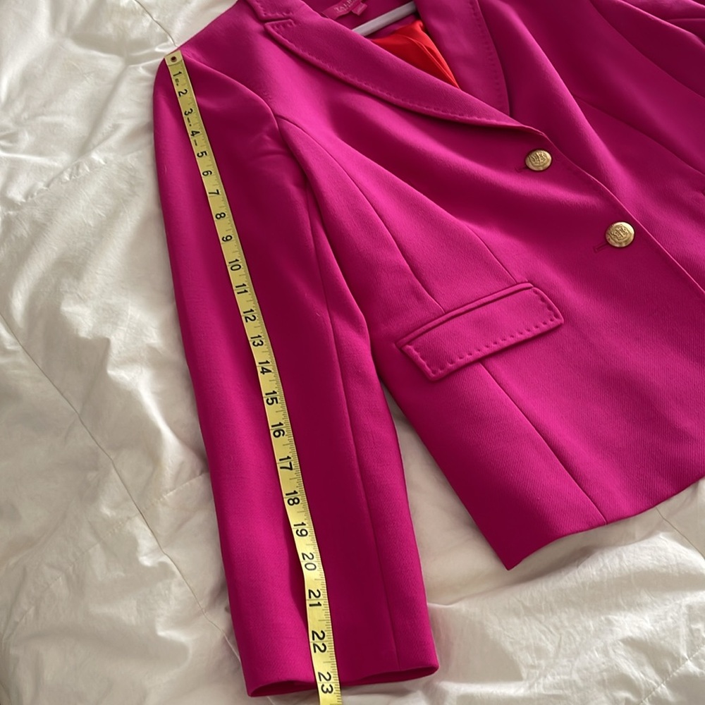 Talbots Limited Edition 2017 Vibrant Pink Wool Blazer w Gold Crest Buttons - Picture 13 of 16